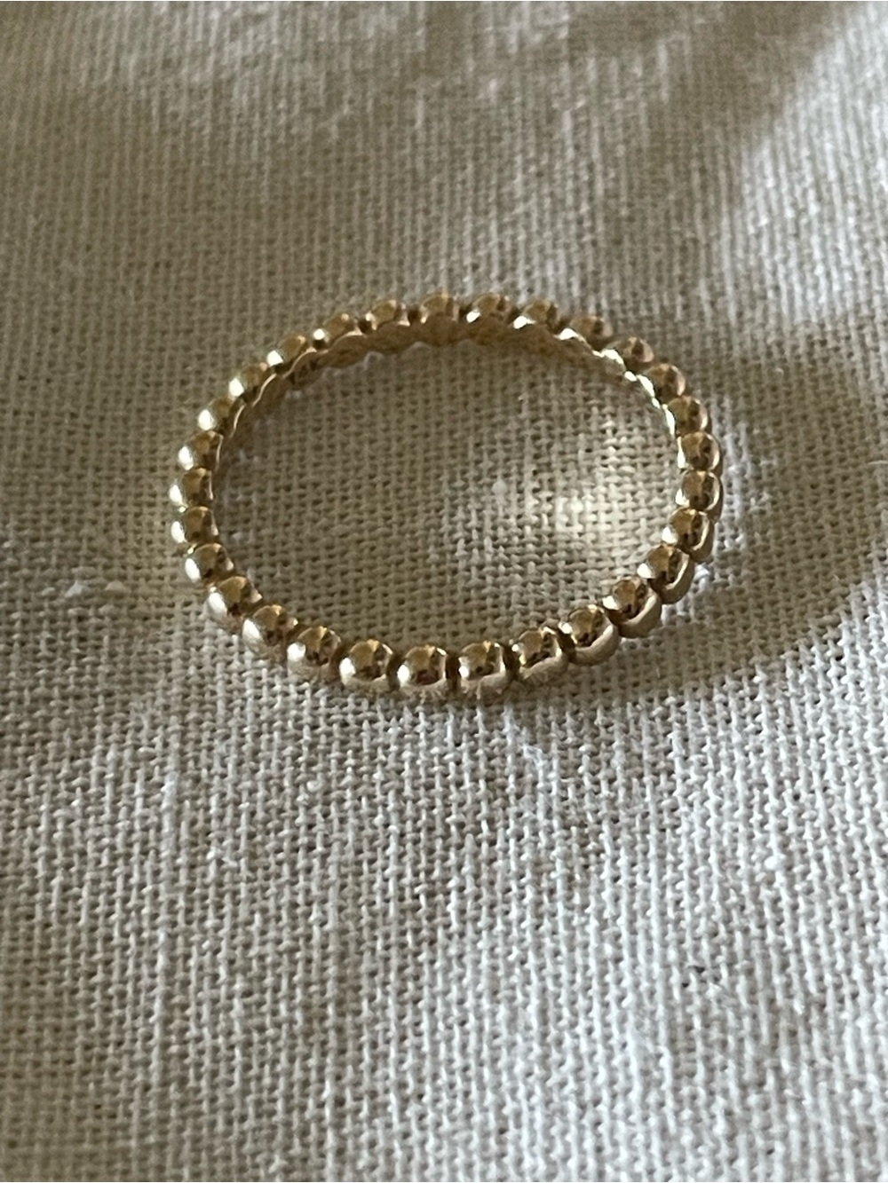 Solid 14k Yellow Gold 2mm Beaded Ring, Kassidy - Picture 5 of 12